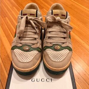 Gucci Beige and Green Sneakers